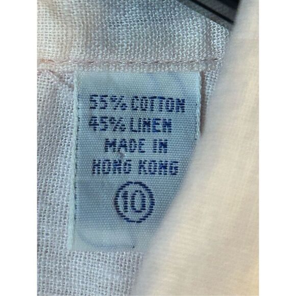 David Brooks short sleeve pink linen blend button up blouse size 10 (8384) - Picture 4 of 5